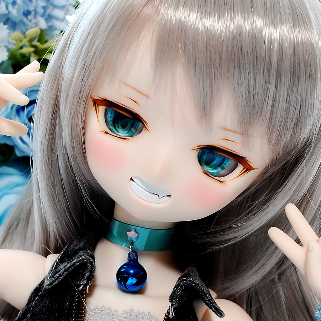 DDH-01（セミホワイト肌）カスタムヘッド+自作レジンアイ1組+アクセサリーセット
