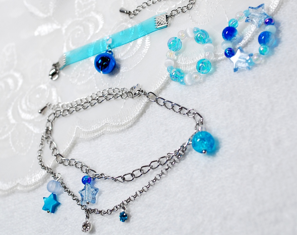 【展示】DDH-01(セミホワイト肌)カスタムヘッド+自作レジンアイ1組+アクセサリーセット