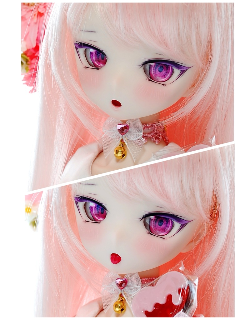 【お迎えありがとうございました!】DDH-01(セミホワイト肌)カスタムヘッド+自作レジンアイ1組+舌パーツ+ブレスレット2個