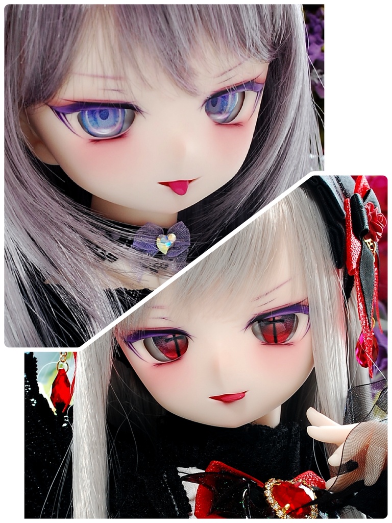 【展示】DDH-01(セミホワイト肌)カスタムヘッド+自作レジンアイ2組+舌パーツ2組+アクセサリーセット