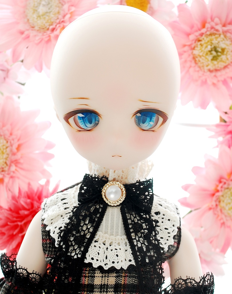 DDH-01(セミホワイト肌)カスタムヘッド+自作レジンアイ1組
