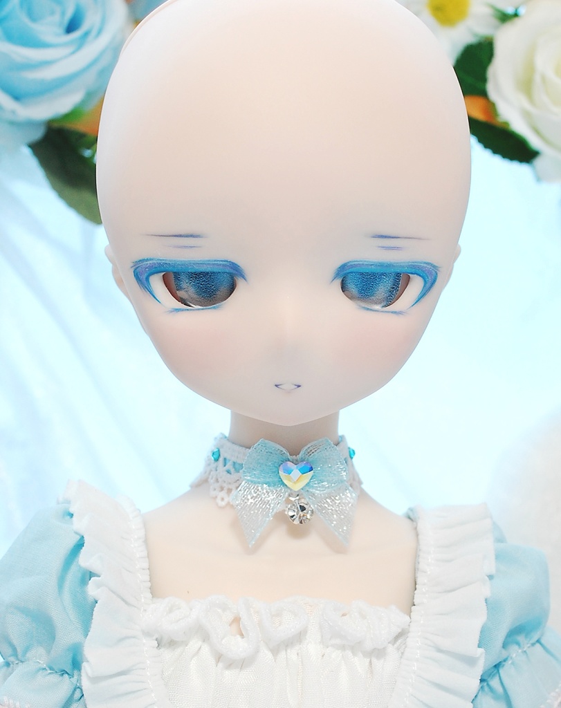 【11/9(日)20時から販売】DDH-01(セミホワイト肌)カスタムヘッド+自作レジンアイ1組+チョーカー1つ