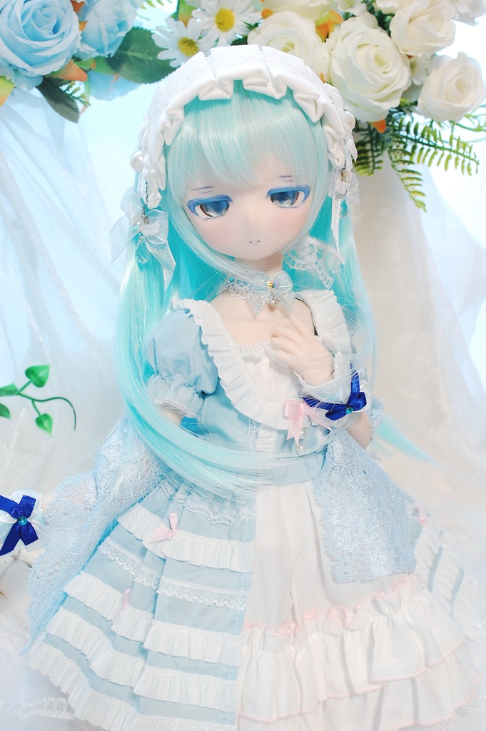 【11/9(日)20時から販売】DDH-01(セミホワイト肌)カスタムヘッド+自作レジンアイ1組+チョーカー1つ