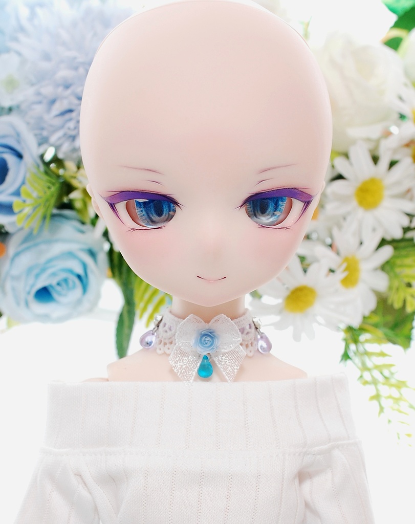 【11/16(日)20時から販売】DDH-01(セミホワイト肌)カスタムヘッド+自作レジンアイ1組+チョーカー1個