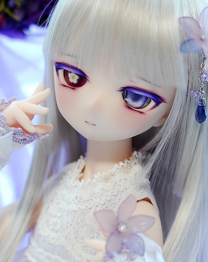 【3/15(日)20:00から販売】DDH-01(セミホワイト肌)カスタムヘッド+自作レジンアイ1組+アクセサリー類