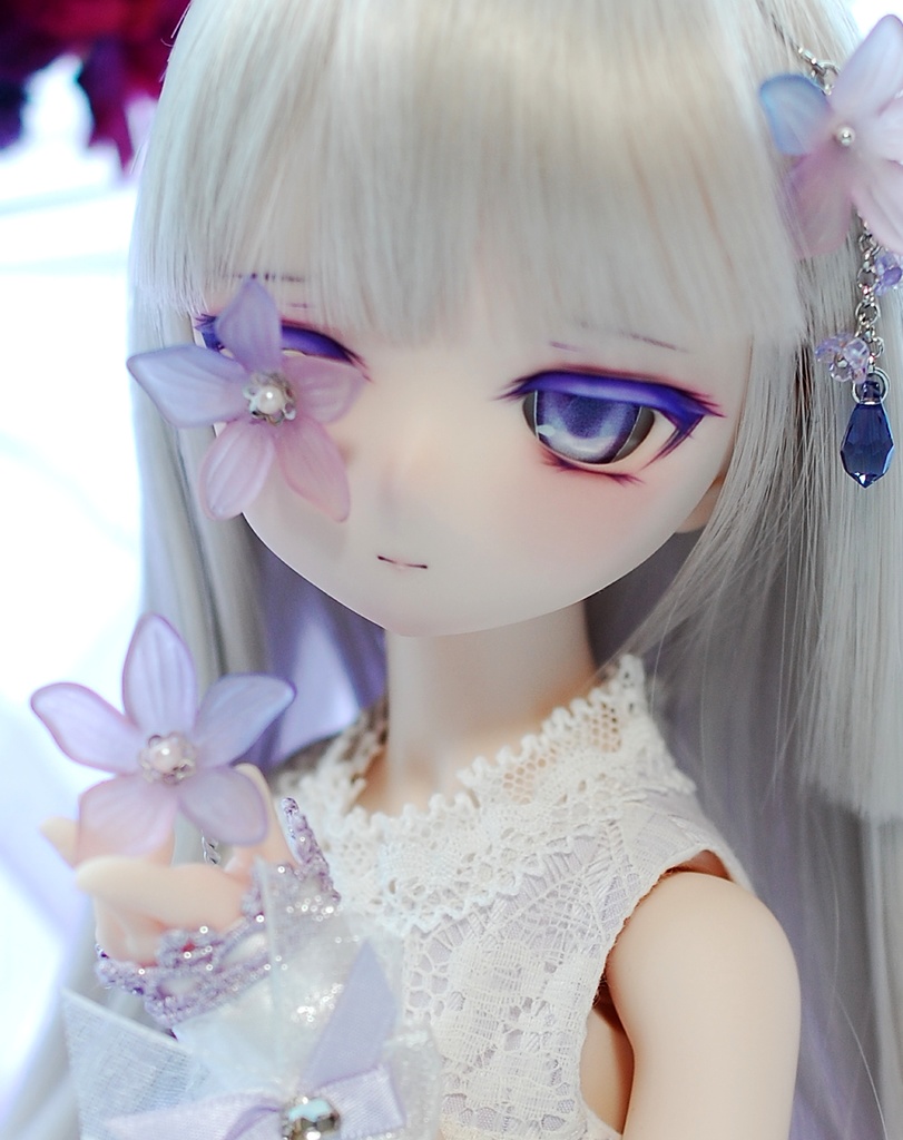 【3/15(日)20:00から販売】DDH-01(セミホワイト肌)カスタムヘッド+自作レジンアイ1組+アクセサリー類