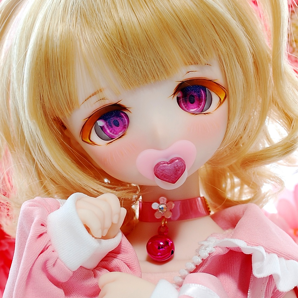 【Sold out】可愛らしさ全開✨️ / Full of Cuteness｜DDH-01（セミホワイト肌）カスタムヘッド＋レジンアイ+舌パーツ+おしゃぶり+チョーカー