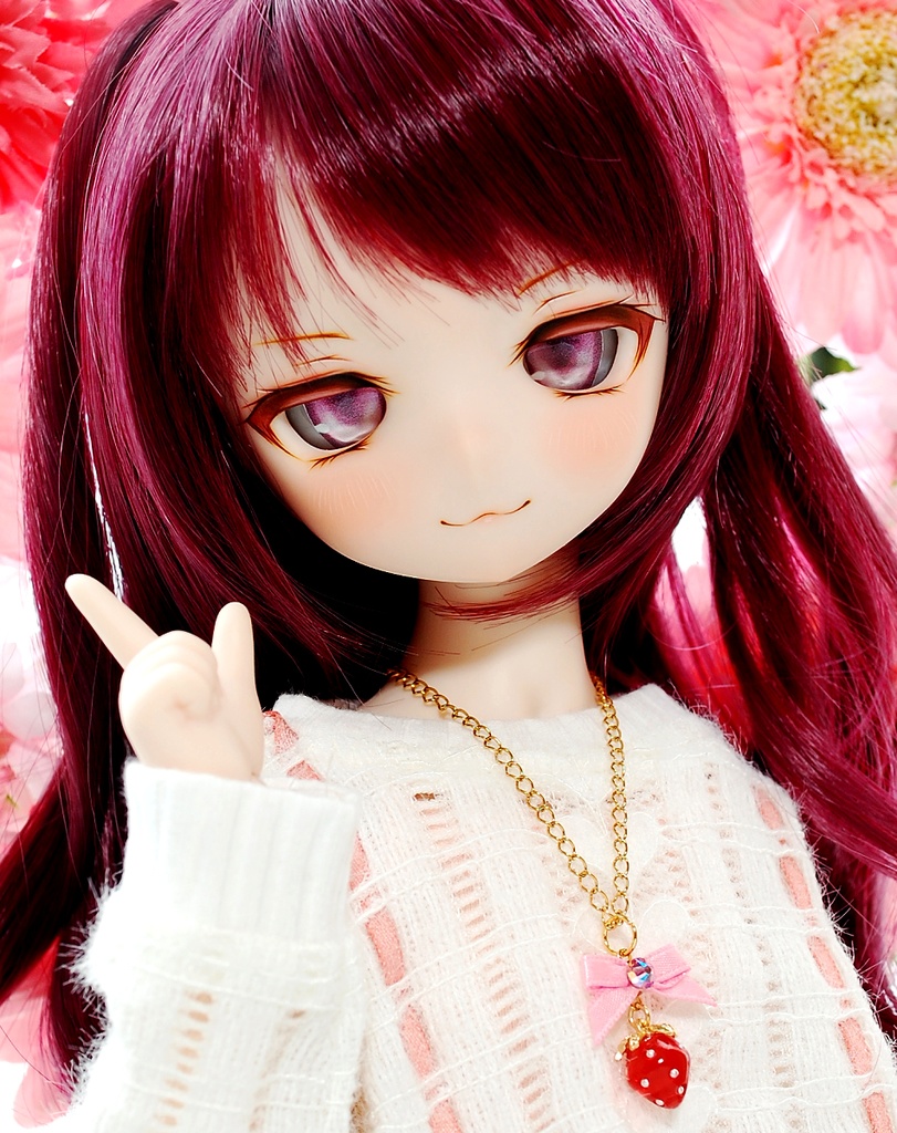 【5/3㈰20時から販売】可愛く元気に♡/Cute & Cheerful ♡ DDH-01(セミホワイト肌)カスタムヘッド+自作レジンアイ+ネックレス