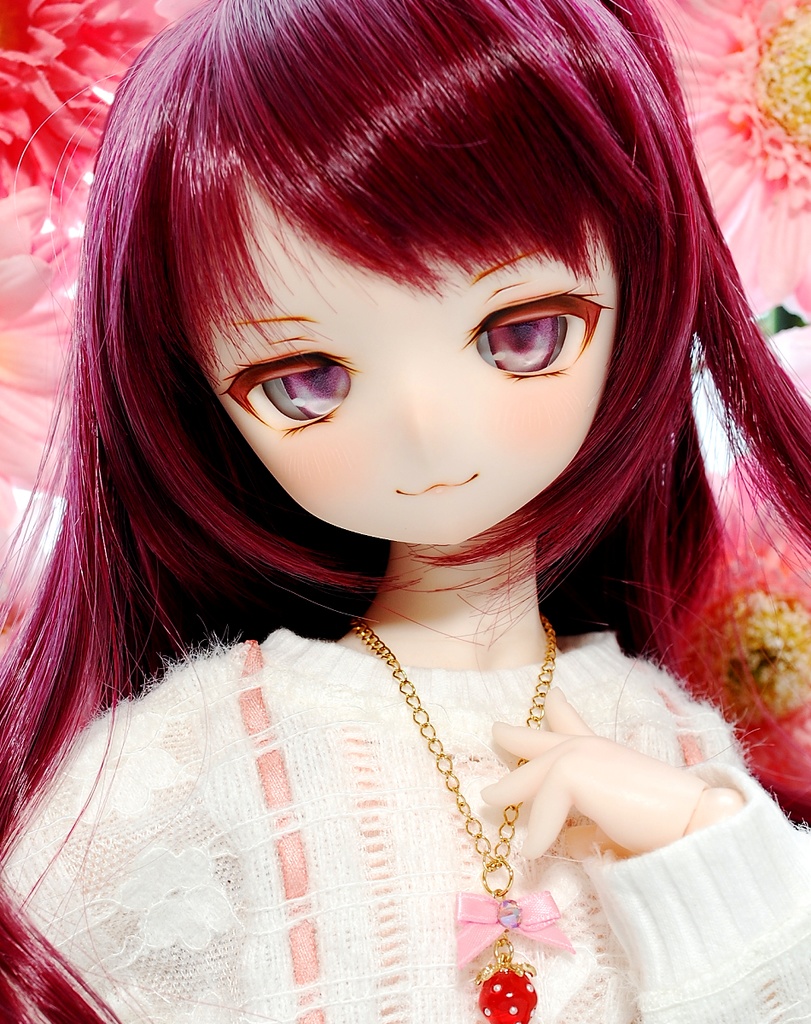 【5/3㈰20時から販売】可愛く元気に♡/Cute & Cheerful ♡ DDH-01(セミホワイト肌)カスタムヘッド+自作レジンアイ+ネックレス