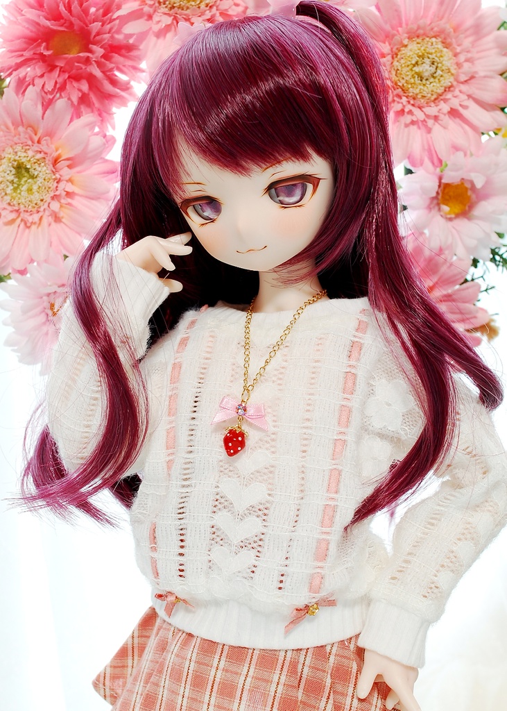 【5/3㈰20時から販売】可愛く元気に♡/Cute & Cheerful ♡ DDH-01(セミホワイト肌)カスタムヘッド+自作レジンアイ+ネックレス