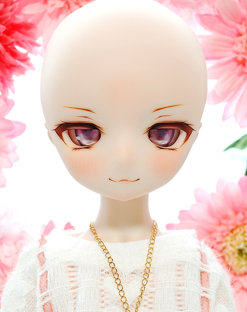 【5/3㈰20時から販売】可愛く元気に♡/Cute & Cheerful ♡ DDH-01(セミホワイト肌)カスタムヘッド+自作レジンアイ+ネックレス