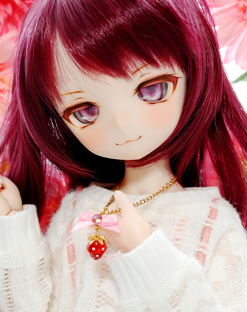 【5/3㈰20時から販売】可愛く元気に♡/Cute & Cheerful ♡ DDH-01(セミホワイト肌)カスタムヘッド+自作レジンアイ+ネックレス