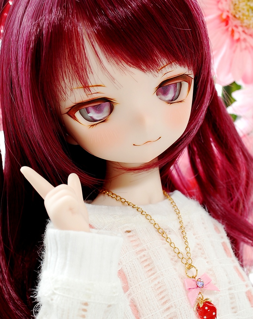 【5/3㈰20時から販売】可愛く元気に♡/Cute & Cheerful ♡ DDH-01(セミホワイト肌)カスタムヘッド+自作レジンアイ+ネックレス