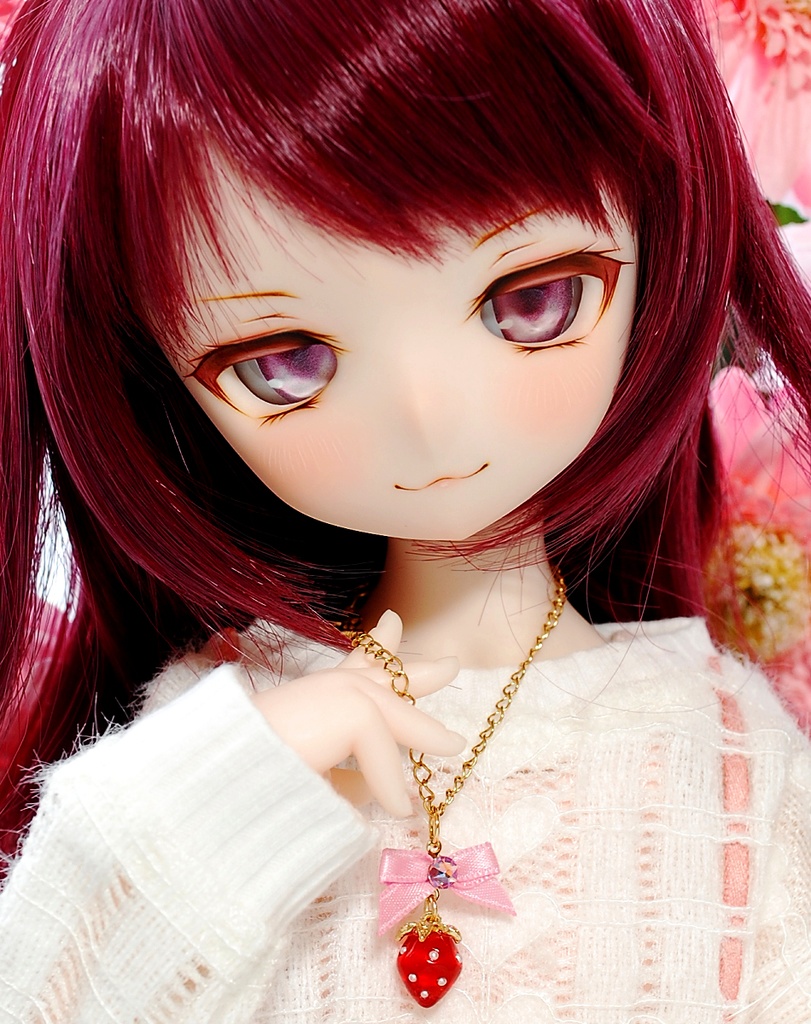 【5/3㈰20時から販売】可愛く元気に♡/Cute & Cheerful ♡ DDH-01(セミホワイト肌)カスタムヘッド+自作レジンアイ+ネックレス