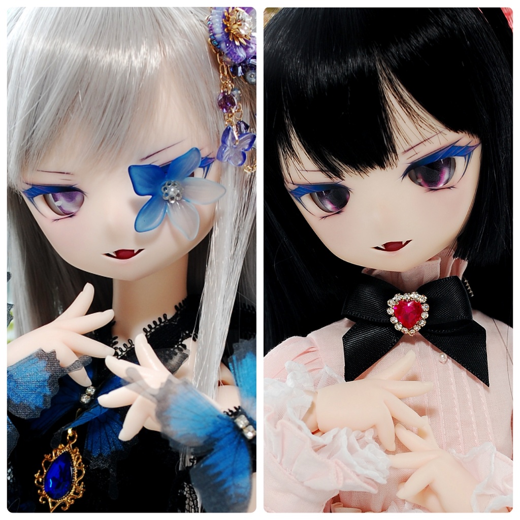 【感謝価格】魅惑的な美しさ/ Enchanting Beauty  DDH-01（セミホワイト肌）カスタムヘッド+自作レジンアイ+フラワー・蝶々ギミックセット+リボンタイ