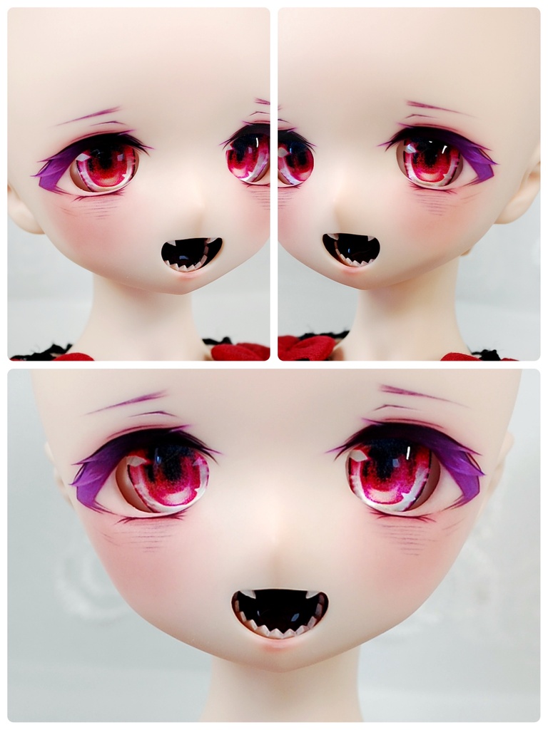 【Sold Out】病み可愛い/Sweet Darkness DDH-01(セミホワイト肌)カスタムヘッド+自作レジンアイ+自作チョーカー
