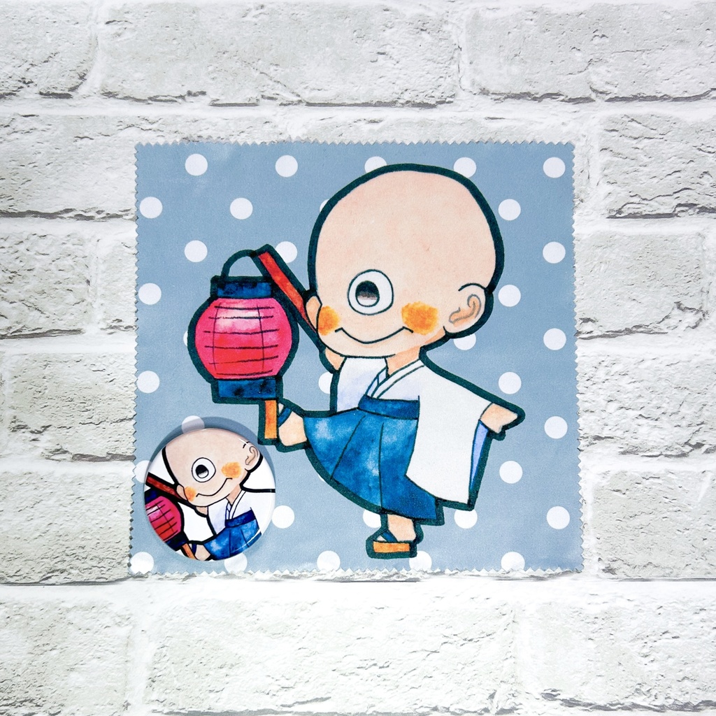 【メガネ拭き&缶バッジ セット】一つ目小僧 妖怪