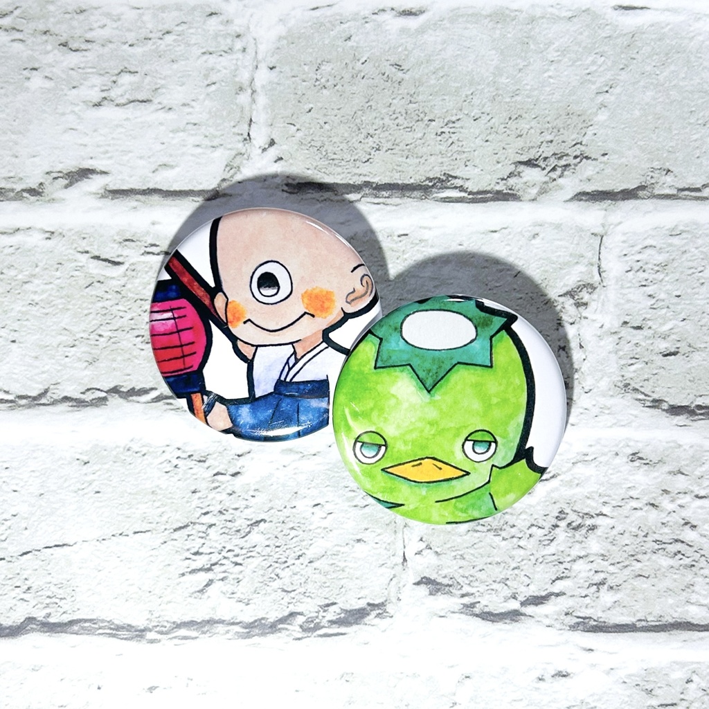 【缶バッジ 2個セット】妖怪 一つ目小僧 河童