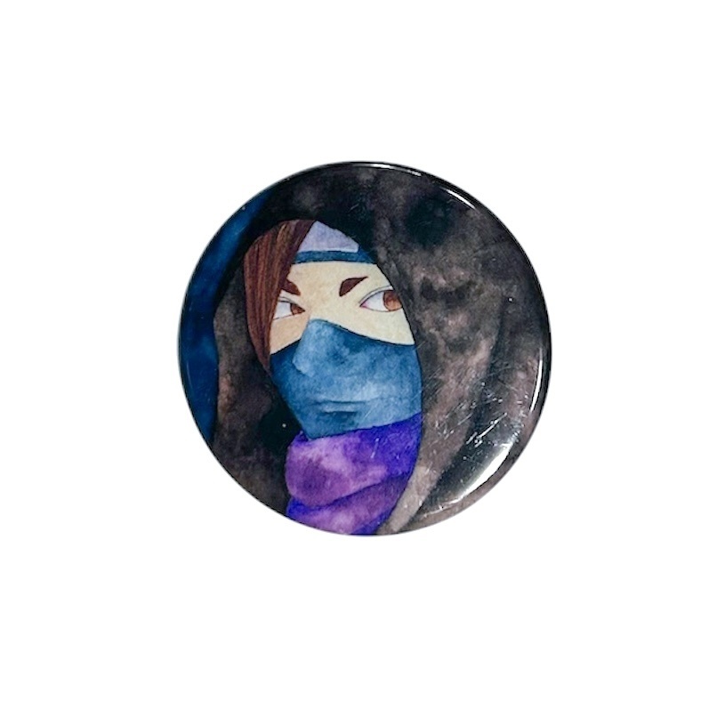 【缶バッジ】人物 忍者 着物 金魚