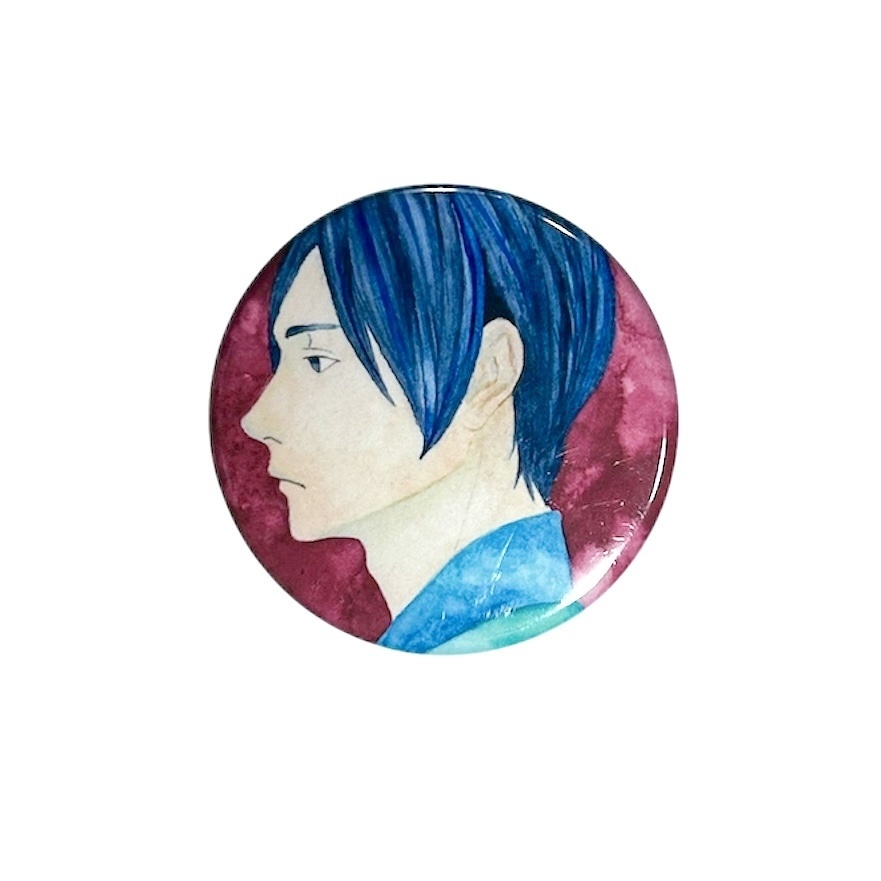 【缶バッジ】人物 忍者 着物 金魚