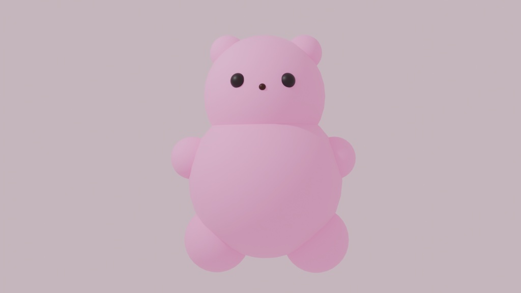 3Dくまモデル（ピンク色）／小物用3Dモデル