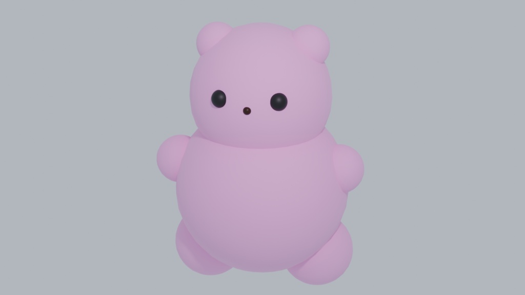 3Dくまモデル(ピンク色)/小物用3Dモデル