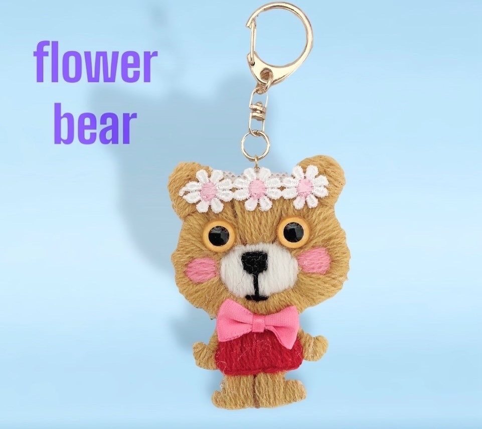 刺繍キーホルダー★flower bear