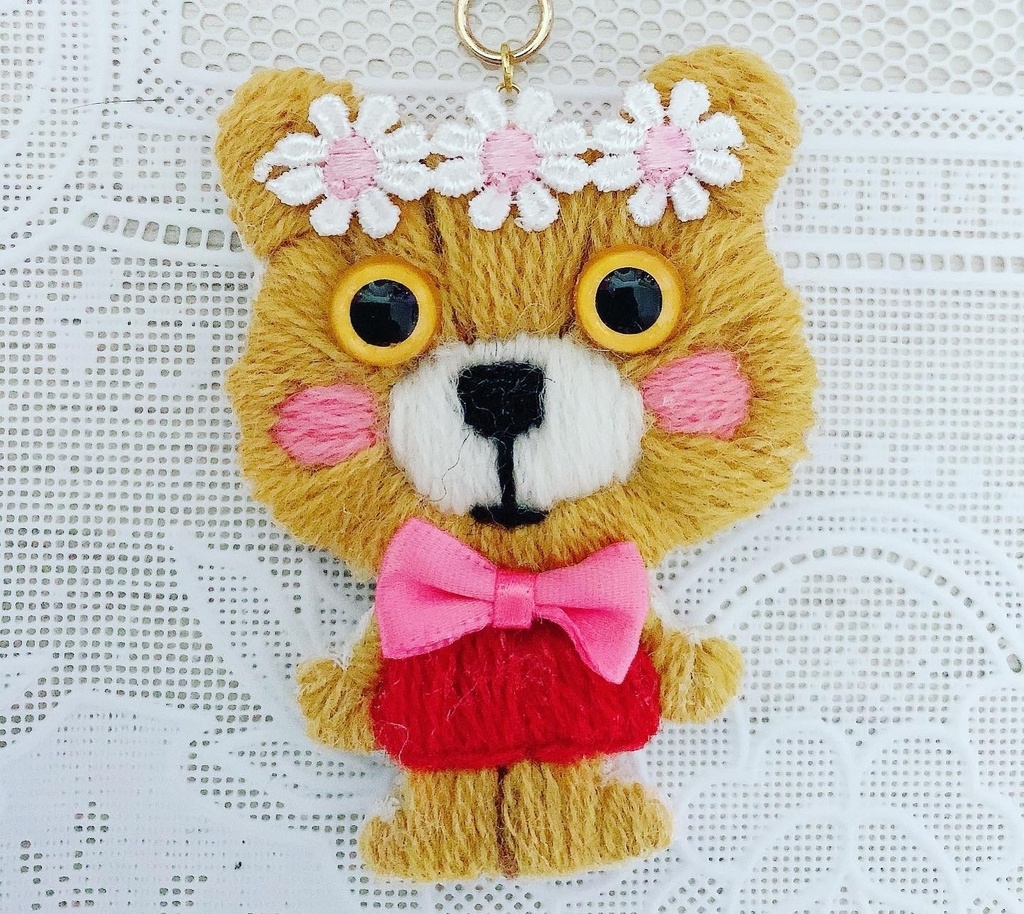 刺繍キーホルダー★flower bear