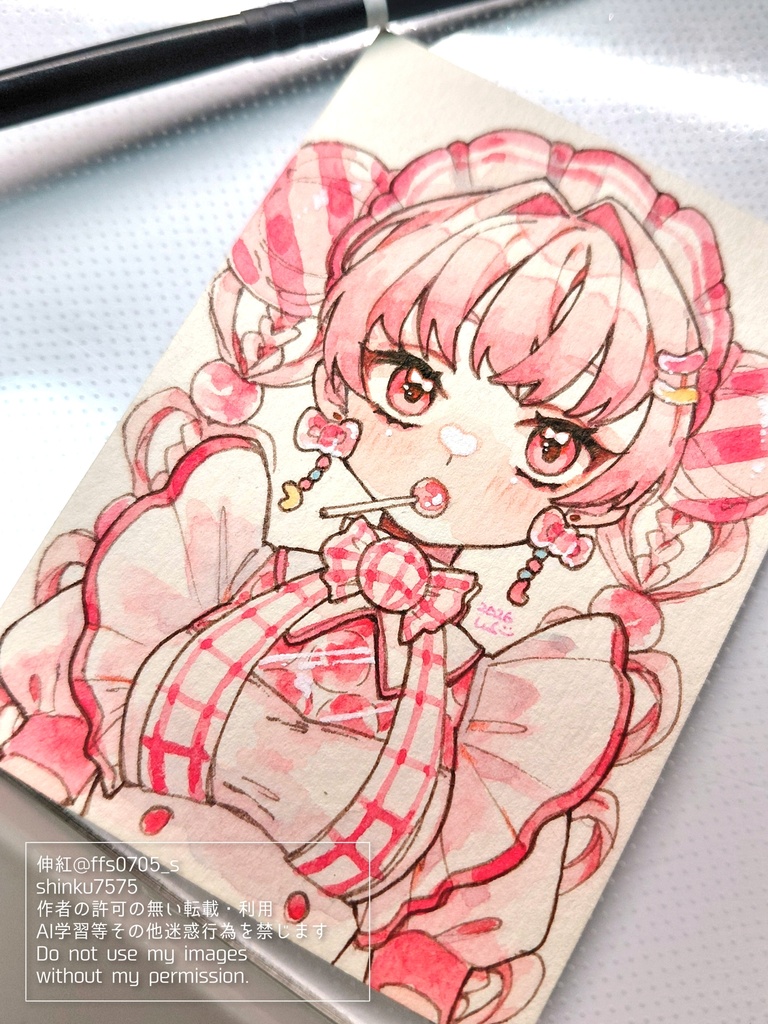 額入り・透明水彩原画各種(ATC、豆色紙、L版)