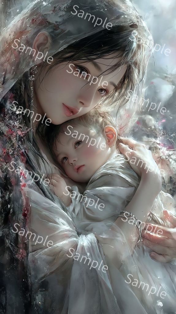 スマホ・携帯用壁紙)聖母と天使(子)1