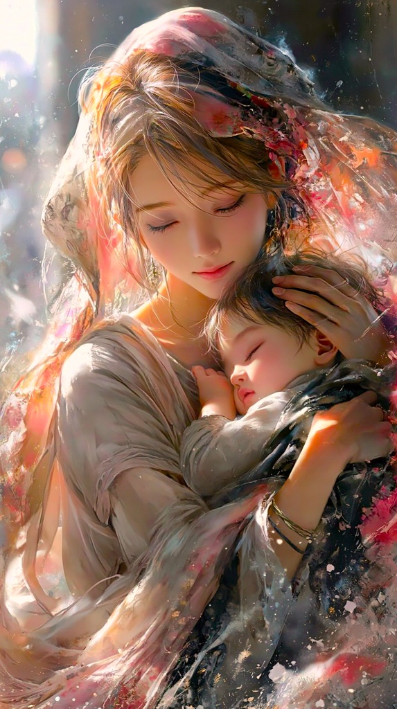 スマホ・携帯用壁紙)聖母と天使(子)1