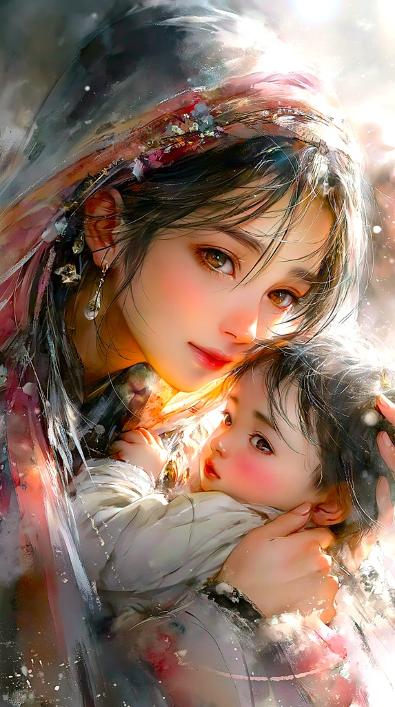 スマホ・携帯用壁紙)聖母と天使(子)1
