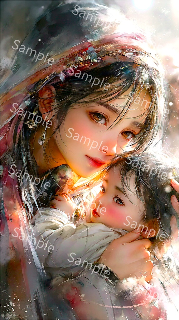 スマホ・携帯用壁紙)聖母と天使(子)1