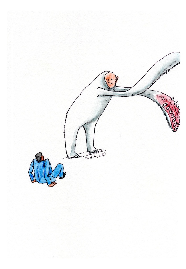 絵はがき（手が口の人）原画