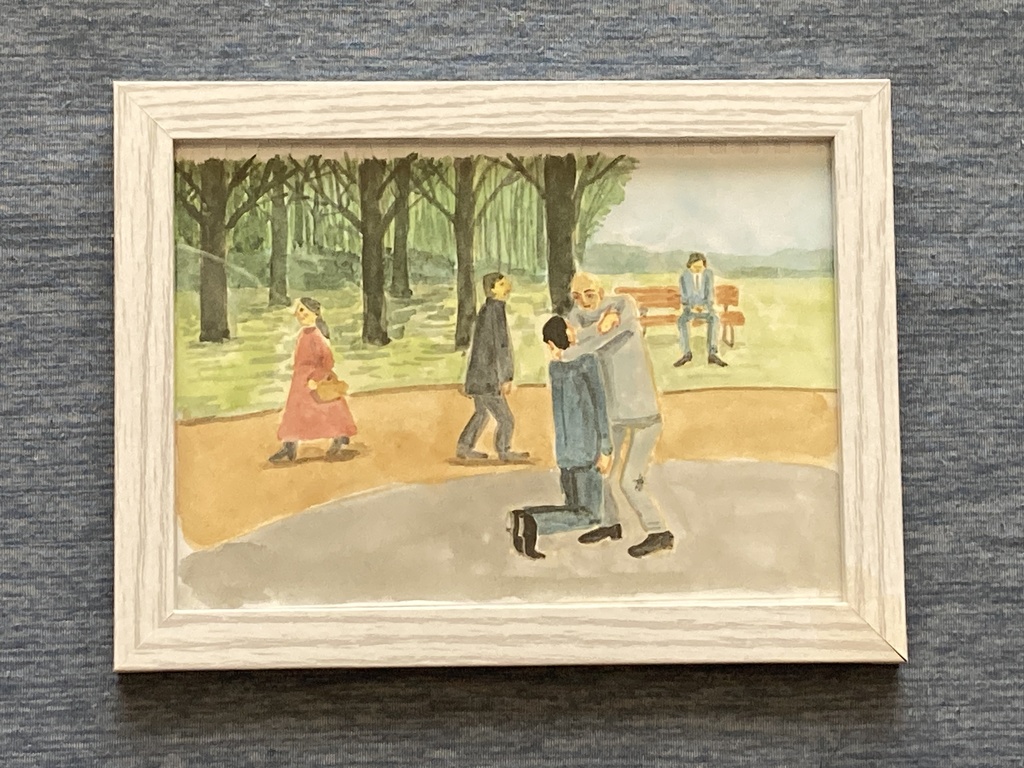 公園にて(水彩画)