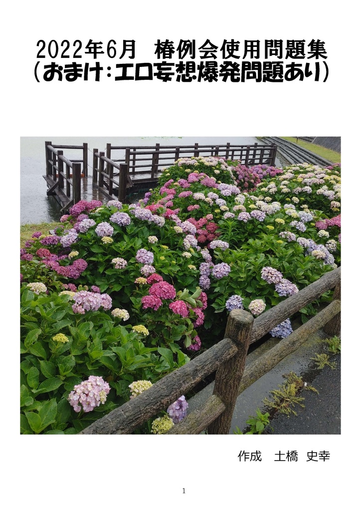 2022年6月　椿例会使用問題集 （おまけ：エロ妄想爆発問題あり）