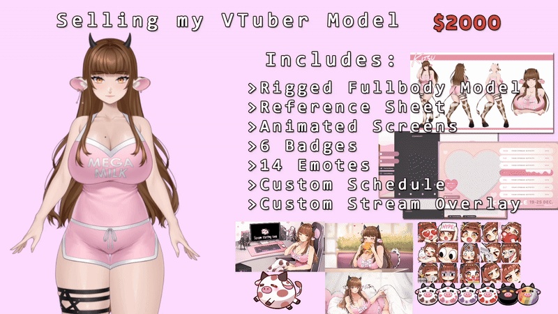 【live2dモデル】牛娘 Vtuber モデル バンドル / Cow Girl VTuber Model + Assets 【VtubeStudio対応】