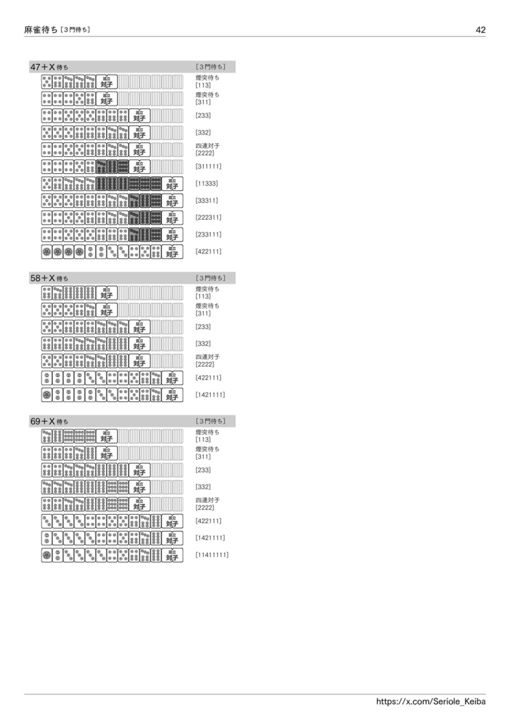 逆引き 麻雀待ち一覧