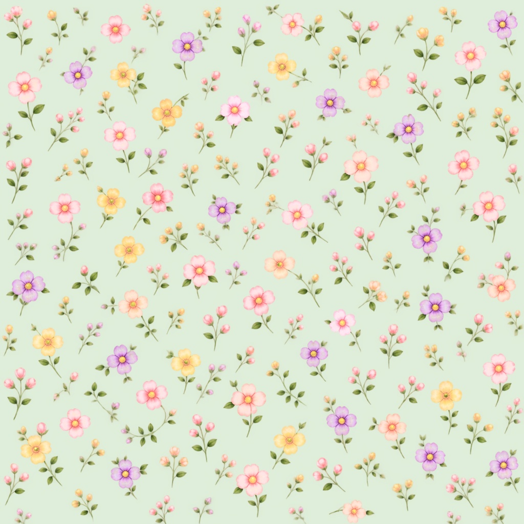 小花柄デジタルペーパー 6色セット|花柄・パステルカラー