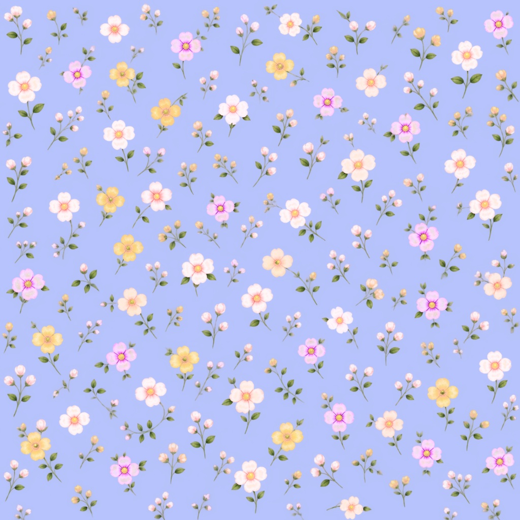 小花柄デジタルペーパー 6色セット|花柄・パステルカラー