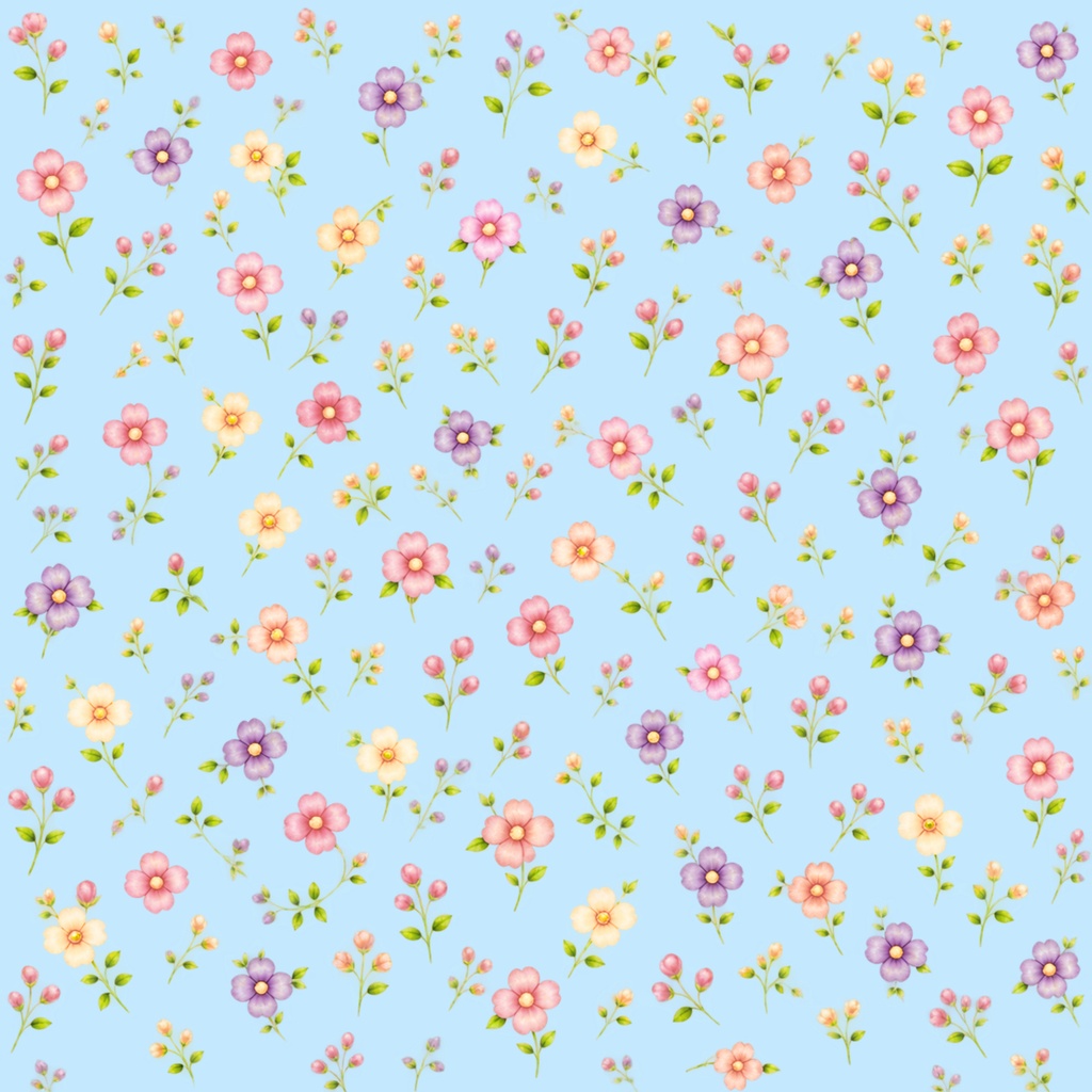 小花柄デジタルペーパー 6色セット|花柄・パステルカラー