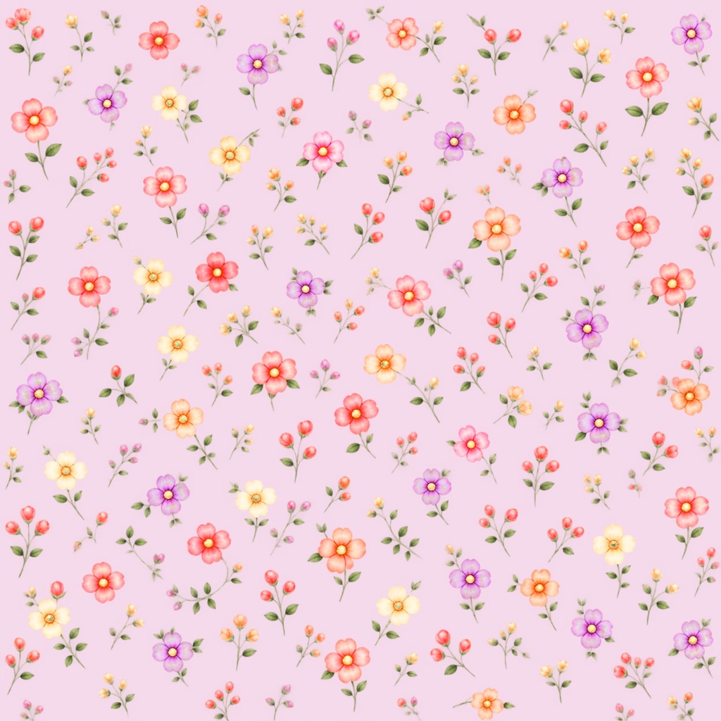 小花柄デジタルペーパー 6色セット|花柄・パステルカラー