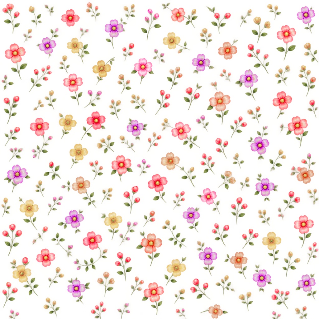 小花柄デジタルペーパー 6色セット|花柄・パステルカラー