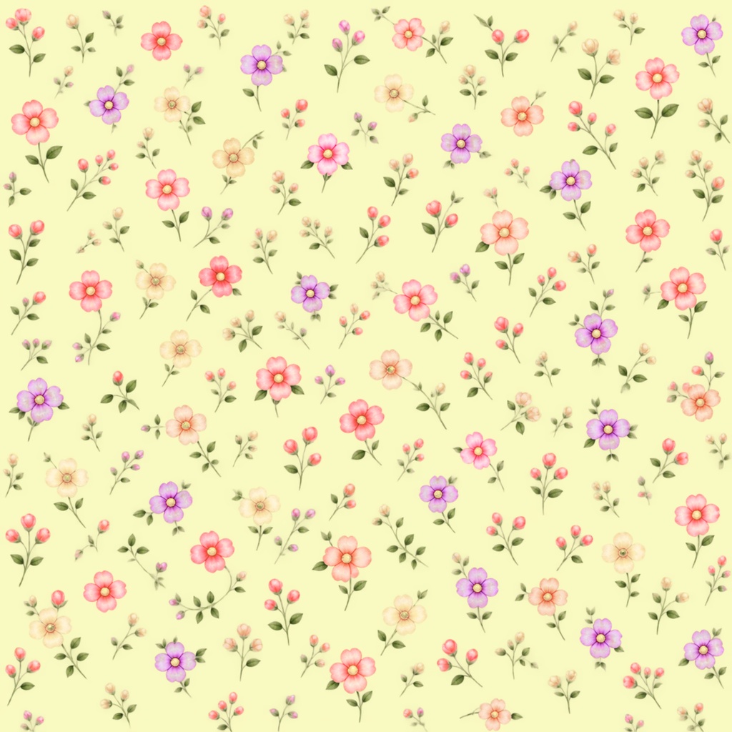 小花柄デジタルペーパー 6色セット|花柄・パステルカラー