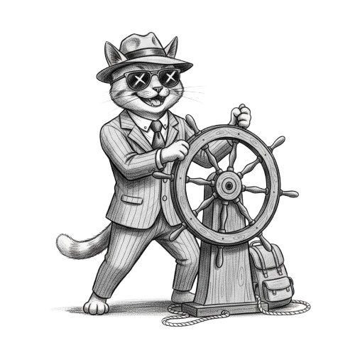 【トラベルキャット】木炭スケッチ風クリップアート10点セット - PNG背景透過