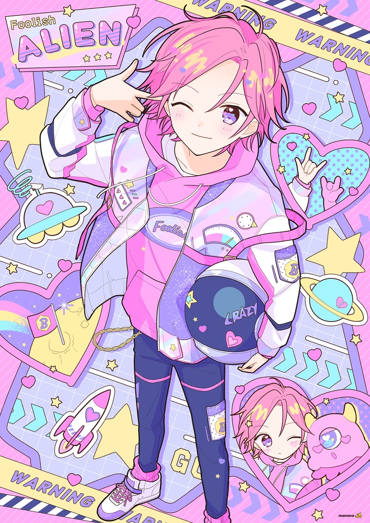 イラストカード⭐️🪐➰🐝🤟👾🩷