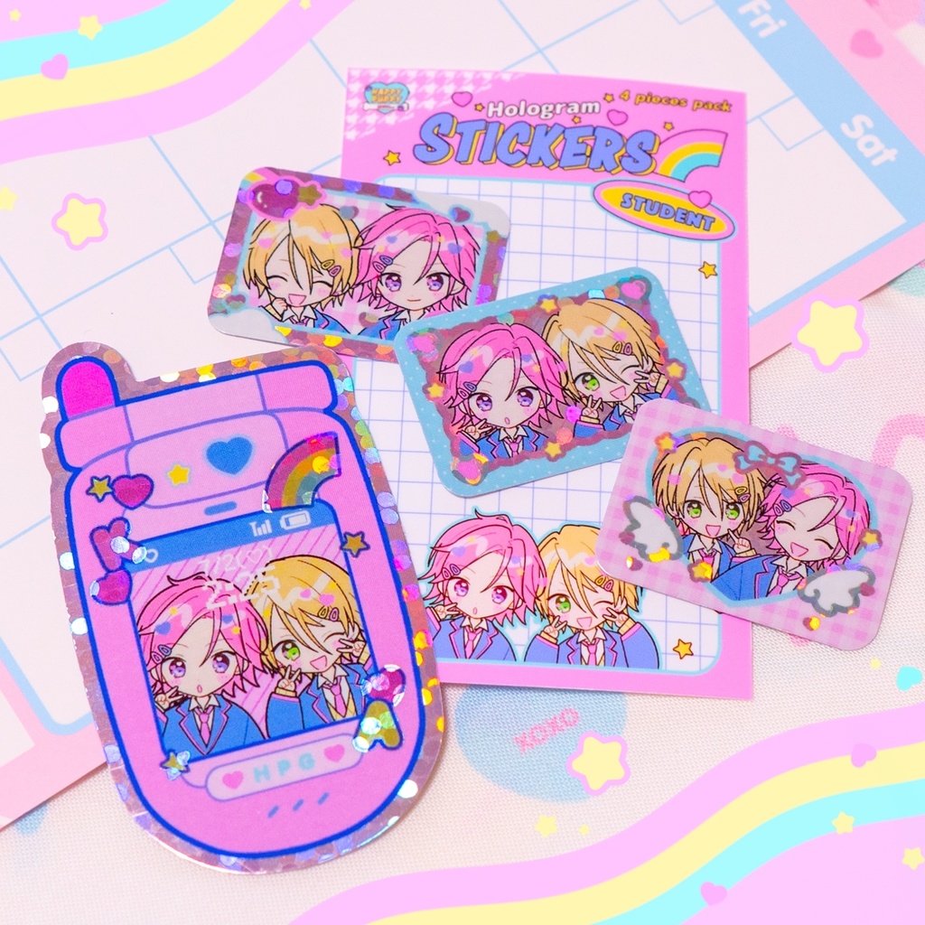 はぴぱぴSchoolホログラムステッカー🩷💛🦴🏫🐶