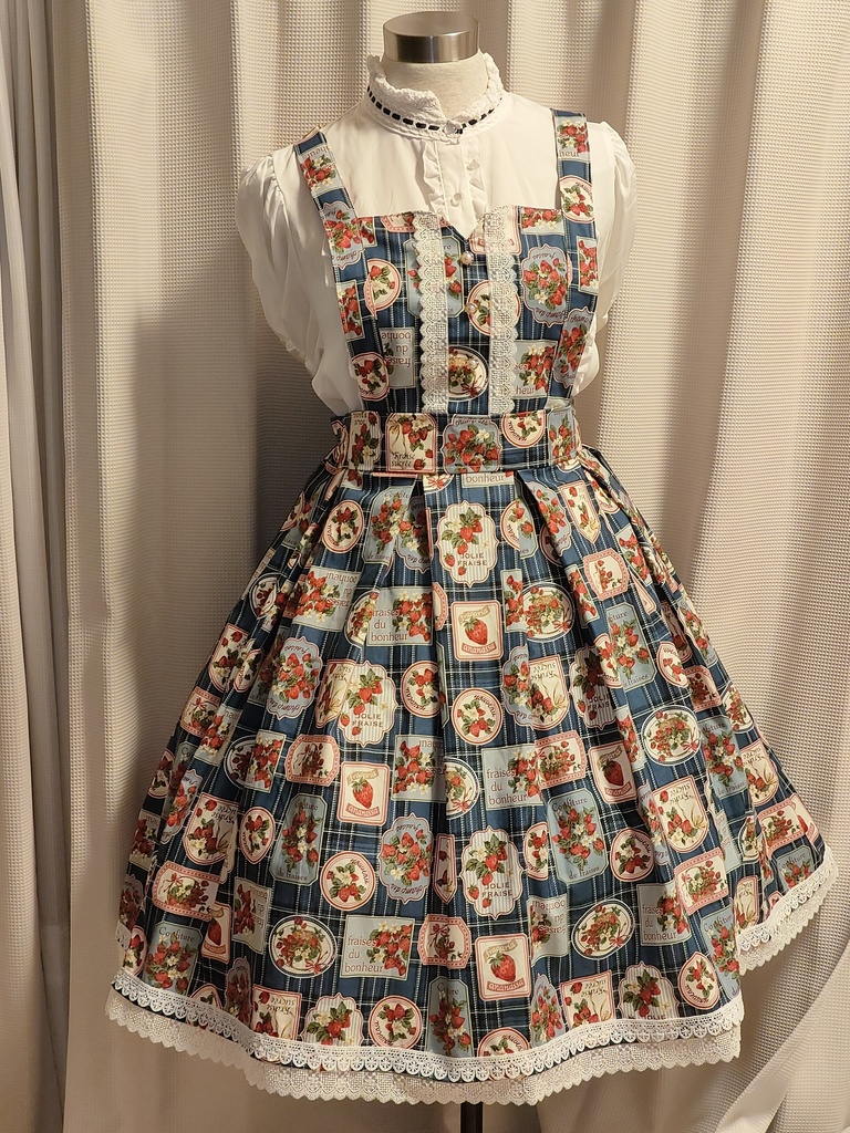 エプロンドレス風JSK(ネイビー×ストロベリー)