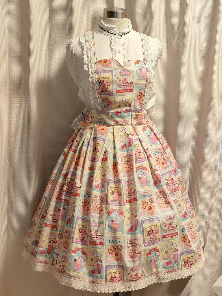 【単品】エプロンドレス風JSK(スイーツ柄イエロー)