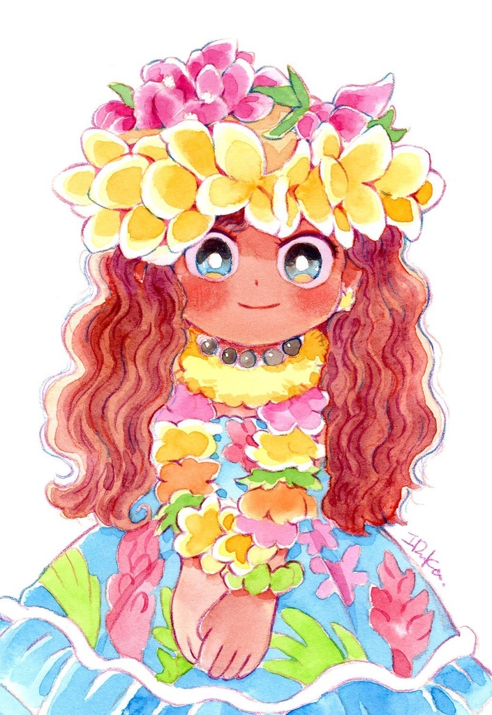 お花の女の子ポストカード